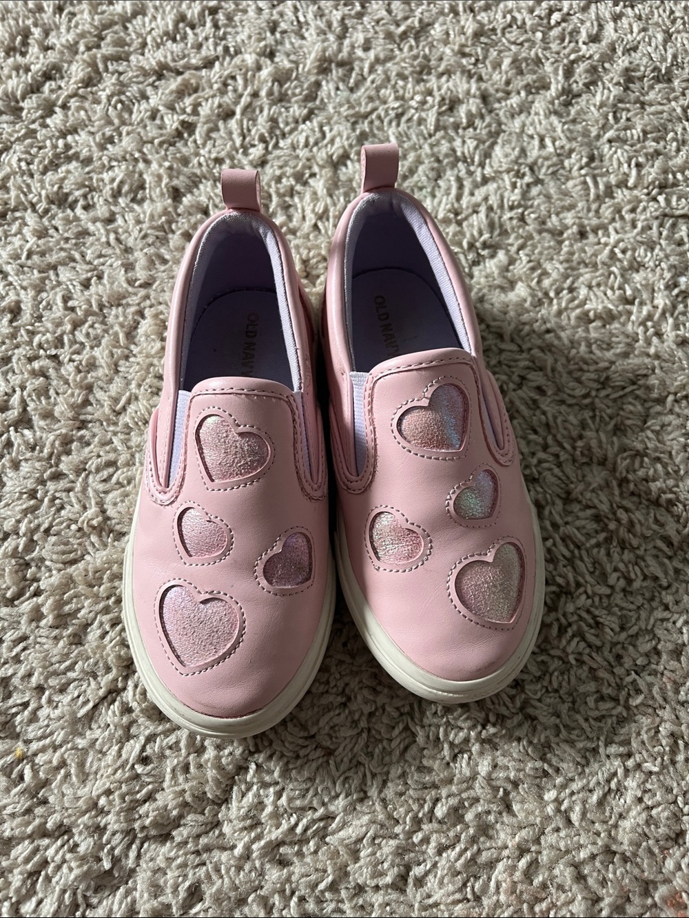 Old Navy Pink Glitter Heart Slip-On Sneakers